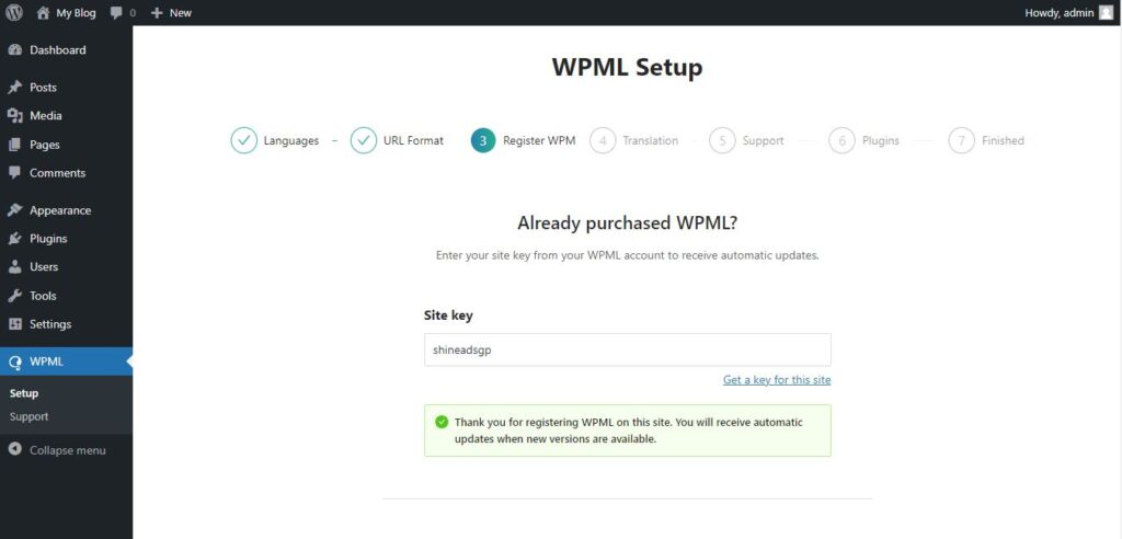WPML CMS Multilingual Plugin Key