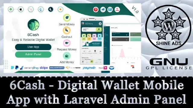 6Cash - Digital Wallet Mobile App with Laravel Admin Panel Free Download