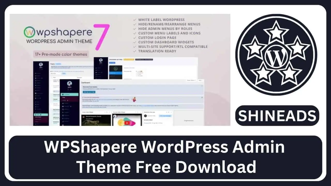 WPShapere WordPress Admin Theme Free Download
