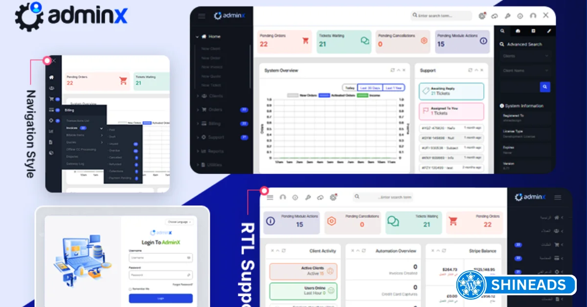 Adminx – WHMCS Admin Theme & Template Free Download v1.1.0