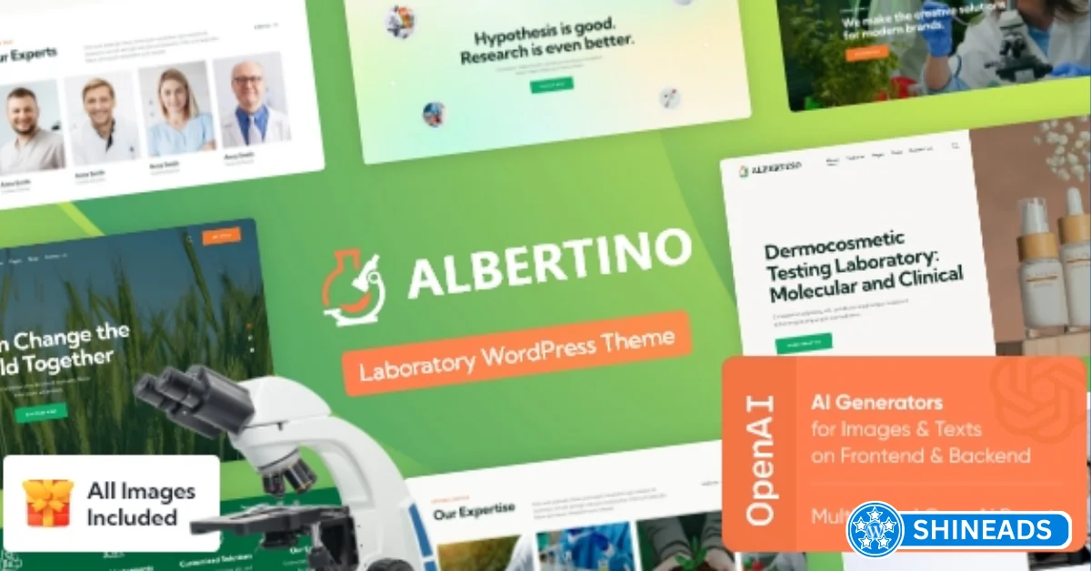 Albertino Theme – Science Laboratory Research & Technology WordPress Theme Free Download v2.26.0.0