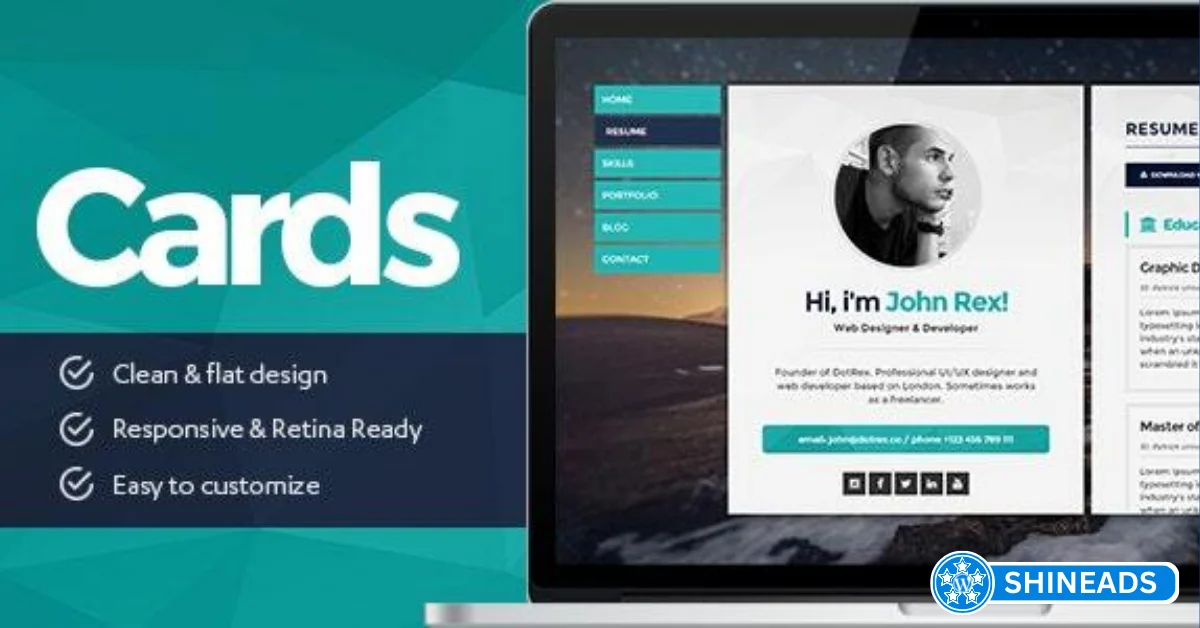 Cards – Resume & Portfolio WordPress Theme  Free Download v1.6