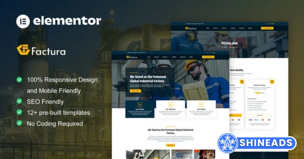 Factura Industry & Manufacturing Elementor Template Kit Free Download