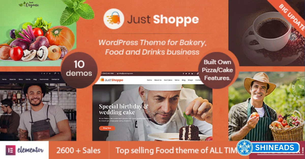 Justshoppe Theme – Elementor Cake Bakery WordPress Websites Free Download v13.1