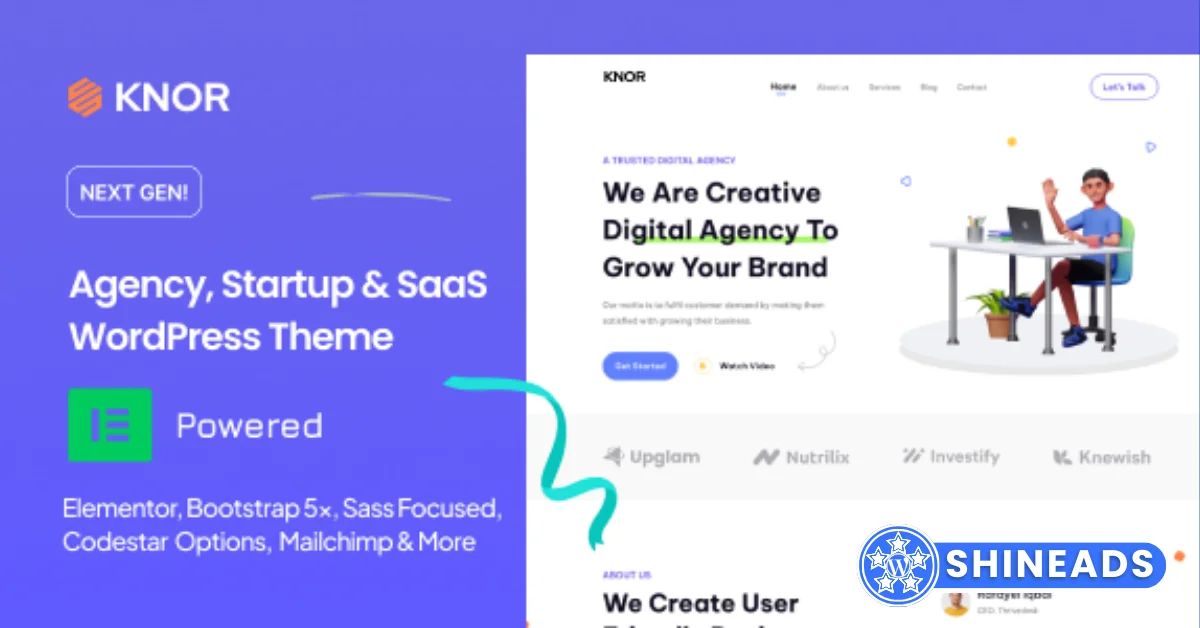 Knor – Digital Agency WordPress Theme  Free Download v1.0.0