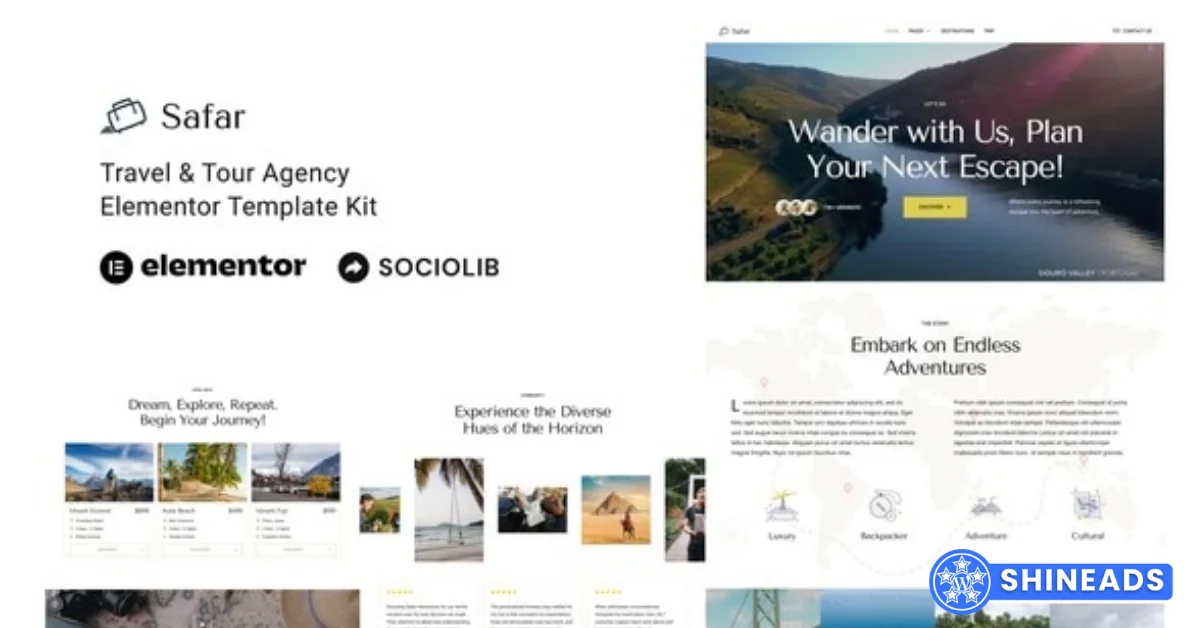 Safar – Travel & Tour Agency Elementor Template Kit Free Download v1.0.0