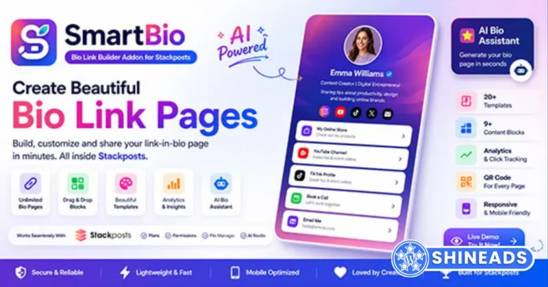 SmartBio – Bio Link Builder Addon for Stackposts Free Download 1.0.0
