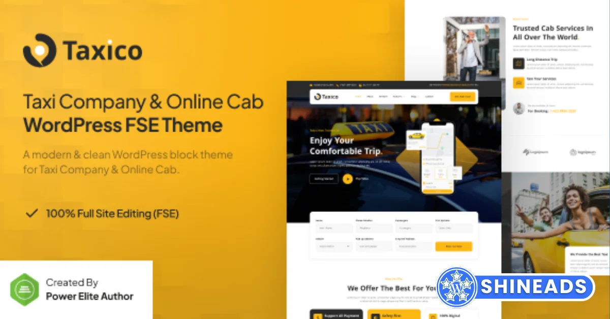 Taxico – Taxi Company & Online Cab Service Gutenverse FSE WordPress Theme  Free Download v1.0.3