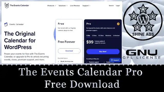 The Events Calendar Pro  – Core Plugin Free Download v7.7.14