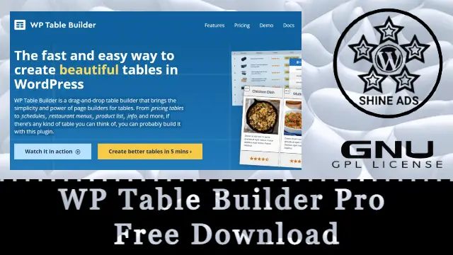 WP Table Builder Pro Free Download v1.3.16