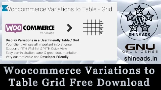 Woocommerce Variations to Table Grid Free Download v1.5.11
