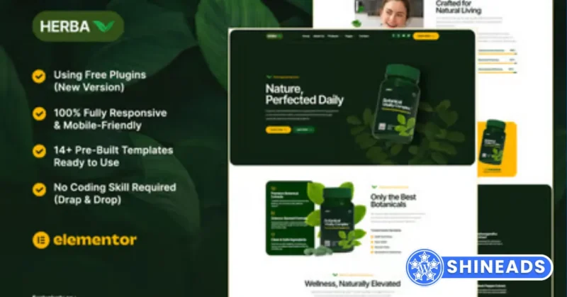 Herba – Herbal Health & Wellness Elementor Template Kit Free Download v1.0