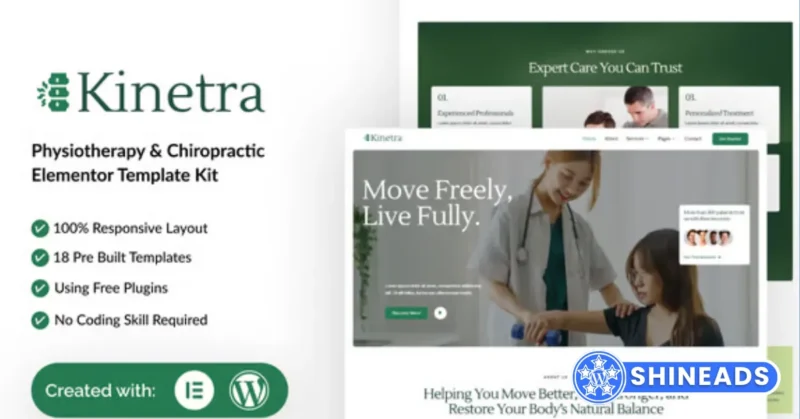Kinetra – Physiotherapy & Chiropractic Elementor Template Kit Free Download v1.0
