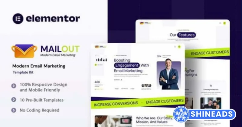 Mailout – Moden Email Marketing Elementor Template Kit Free Download v1.0