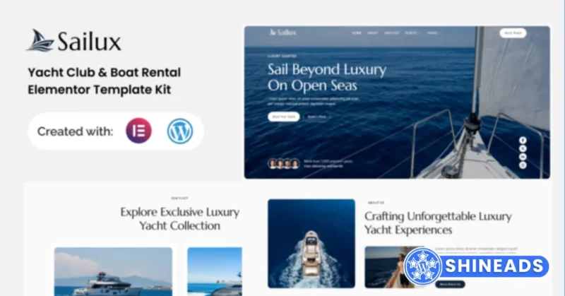 Sailux – Yacht Club & Boat Rental Elementor Template Kit Free Download v1.0