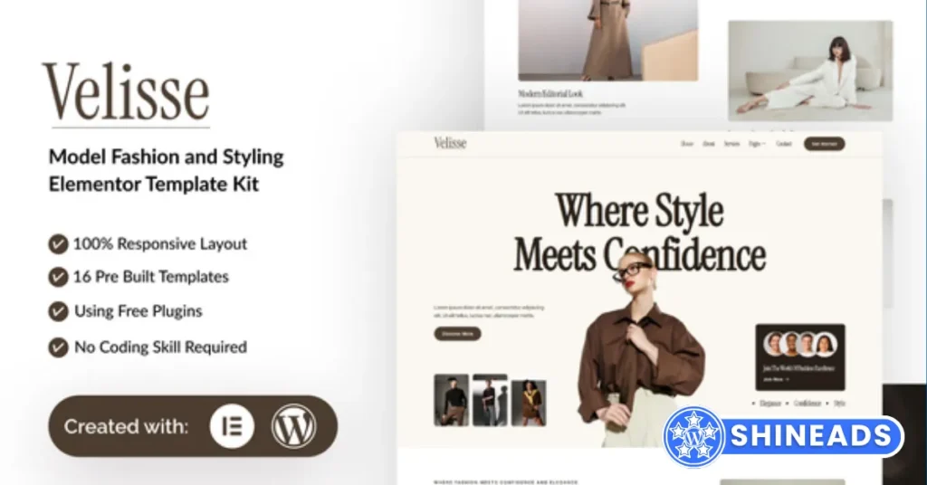 Velisse - Model Fashion & Styling Elementor Template Kit