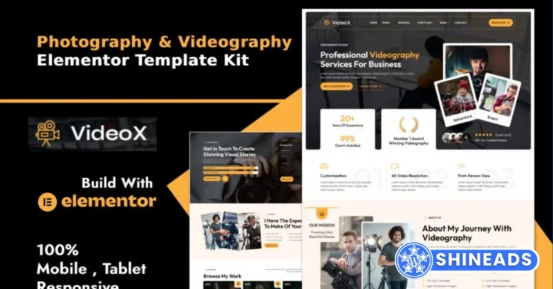 Videox – Photography & Videography Services Elementor Template Kit Free Download v1.0